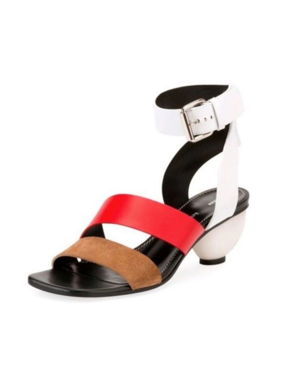 New! PROENZA SCHOULER Multicolor Sculpted Heel Strappy Leather Sandals - Picture 2 of 10